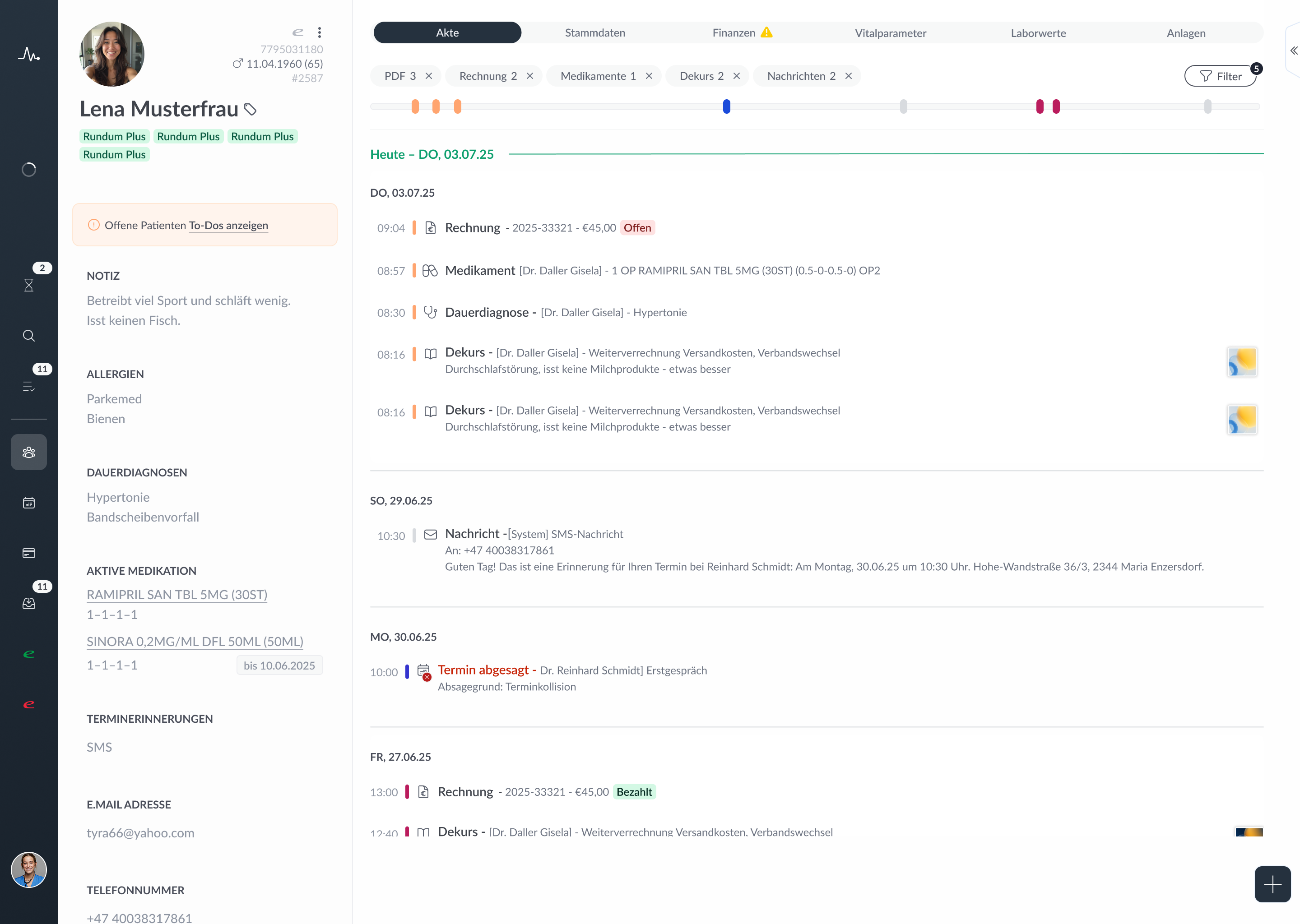 Vorschau der ultiMED Praxissoftware